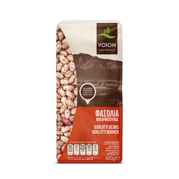 Bohnen Borlotti (400g) Voion von Voion bei Araxxon  - Hochwertiges griechisches Produkt.   Bohnen Borlotti (400g) Voion από Voion στο Araxxon  - Αυθεντικό ελληνικό προϊόν.